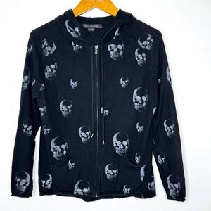 Skull Cashmere Zip Up Hoodie Cotton/Cashmere Women's Small‎ Black